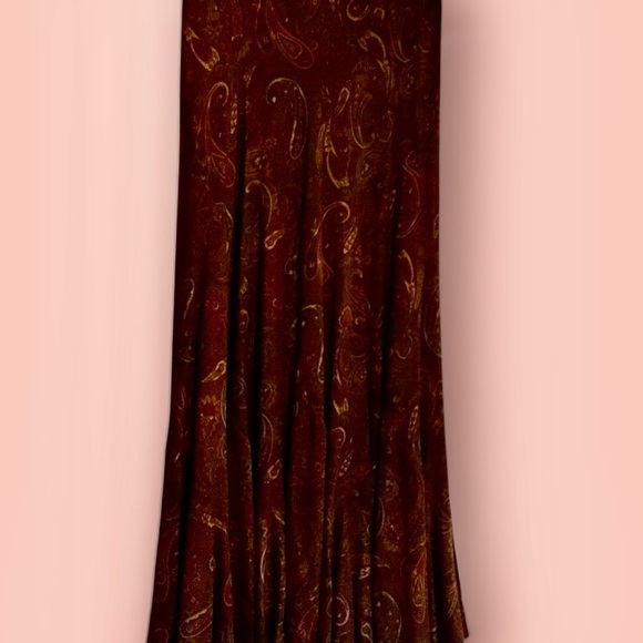 Brown paisley Wilderland (made in Montana) flared rayon skirt - Picture 4 of 10
